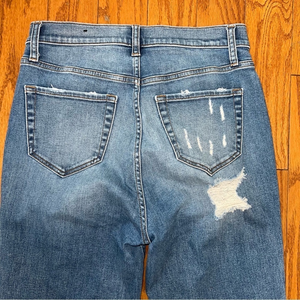 Fashion Nova Long Distressed Side Slit Flare Leg Jeans Size 11 - Picture 7 of 13